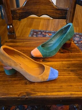 Charlotte Stone Risa Kingston Suede Colorblock Heels